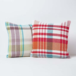 Homescapes Red Tartan 100% Cotton Falun Cushion Cover, 45 X 45 Cm - thumbnail 5