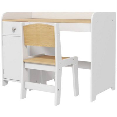 Desk And Chair Set For Ages 3-6 Years Storage Drawer - White - image 1