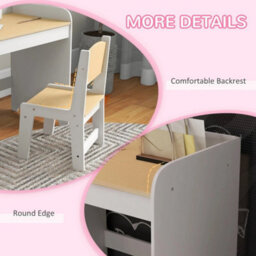 Desk And Chair Set For Ages 3-6 Years Storage Drawer - White - thumbnail 3
