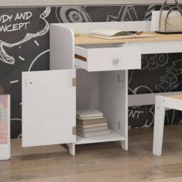 Desk And Chair Set For Ages 3-6 Years Storage Drawer - White - thumbnail 5