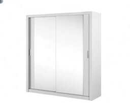 Arte Chic Mirrored Sliding Door Wardrobe With Shelves And Hanging Rail In White - Spacious Storage Solution H2150mm X W2000mm X D600mm - thumbnail 2
