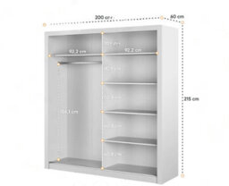 Arte Chic Mirrored Sliding Door Wardrobe With Shelves And Hanging Rail In White - Spacious Storage Solution H2150mm X W2000mm X D600mm - thumbnail 4