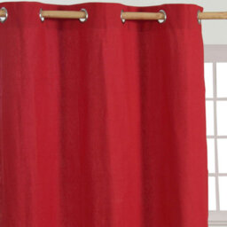 Homescapes Plain Red Cotton Eyelet Curtains 137 X 228 Cm - thumbnail 2