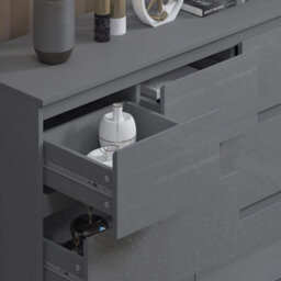 Grey Gloss Front Chest Of Drawers 7 Drawer Sideboard Bedroom Matt Frame - thumbnail 4