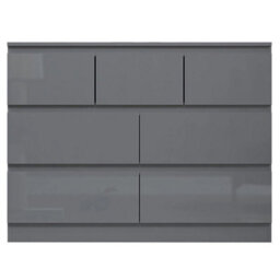 Grey Gloss Front Chest Of Drawers 7 Drawer Sideboard Bedroom Matt Frame - thumbnail 1