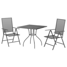 Berkfield 3 Piece Garden Dining Set Anthracite Steel - thumbnail 3