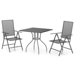 Berkfield 3 Piece Garden Dining Set Anthracite Steel - thumbnail 2