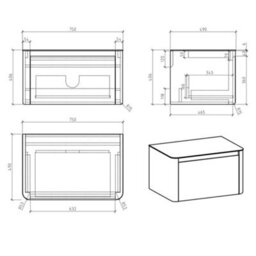 Plum&clay Mayfair Gloss Light Grey Wall Hung Bathroom Vanity Unit With White Marble Countertop (W)750mm (H)406mm - thumbnail 7