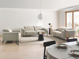 Beliani Living Room Set 6 Seater Ommel Fabric Light Beige - thumbnail 2