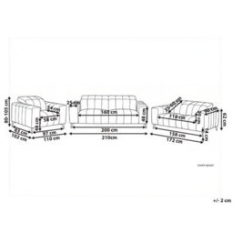 Beliani Living Room Set 6 Seater Ommel Fabric Light Beige - thumbnail 3