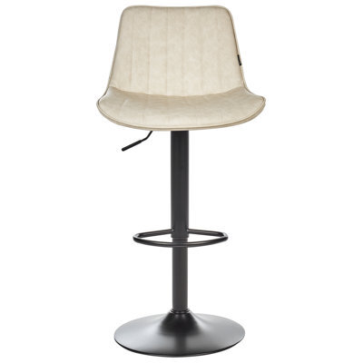Wyld And Coco Set Of 2 Light Beige Faux Leather Height-Adjustable Bar Stools With Swivel - image 1