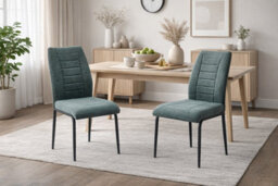 Aspect Furniture Set Of 2 Anna Upholstered Dining Chairs Black Metal Legs,green Fabric - thumbnail 2