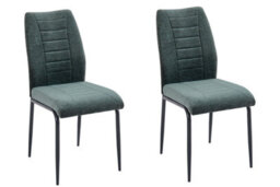 Aspect Furniture Set Of 2 Anna Upholstered Dining Chairs Black Metal Legs,green Fabric - thumbnail 3