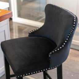 HomeTouch Set Of 2 Contemporary Velvet Upholstered Wing-Back Barstools Black - thumbnail 6