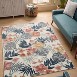 Gardenia Azalea Indoor Outdoor Low Pile Area Rug Floral Design Cream 200 X 290 Cm - thumbnail 1