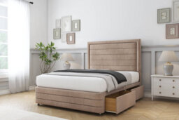 "Comfort Anna Mink Naples Divan Bed Base 2 Drawers Right Side - 26"" Strutted  & 12"" Footboard 2'6 Small Single"