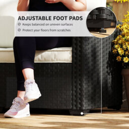Outsunny 2 Seater Rattan Garden Sofa With Deep Seat, Wide Arms, Black - thumbnail 8