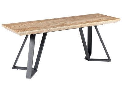 Wyld And Coco Light Brown Nordic Bench With Wide Mdf Top And Black Metal Legs, W1200 X D400 X H480mm - image 1