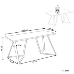 Wyld And Coco Light Brown Nordic Bench With Wide Mdf Top And Black Metal Legs, W1200 X D400 X H480mm - thumbnail 4