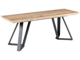 Wyld And Coco Light Brown Nordic Bench With Wide Mdf Top And Black Metal Legs, W1200 X D400 X H480mm - thumbnail 1