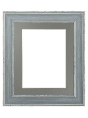 Frames By Post Scandi Distressed Blue Frame With Dark Grey Mount For Image Size A3 - image 1