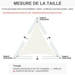Beige 3X3X3M Triangular Shade Sail 95% Uv Protection Waterproof - thumbnail 5