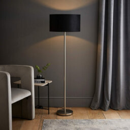 Valuelights Charles Chrome Floor Lamp With Black Velvet Shade