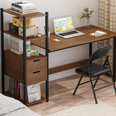 Home Computer Desk Workstation Table W/ Storage Bookshelf Shelves & Drawers - image 1