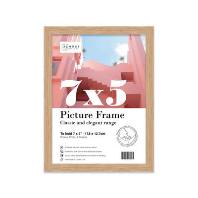 7X5 Oak Picture Frame (12.7 X 17.8Cm) Poster, Photo, Artwork, Gallery Wall Or Print - image 1