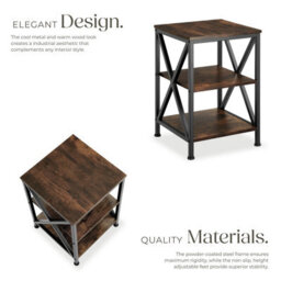Tectake Bedside Table Nottingham - Industrial Style, With 3 Shelves, 40.5 X 40.5 X 60.5 Cm - Industrial Wood Dark, Rustic - thumbnail 3