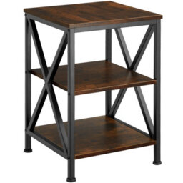 Tectake Bedside Table Nottingham - Industrial Style, With 3 Shelves, 40.5 X 40.5 X 60.5 Cm - Industrial Wood Dark, Rustic - thumbnail 1