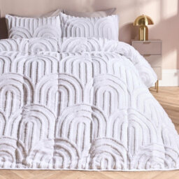Ohs Tufted Arches Coverless 7.5 Tog Duvet Set Pillowcase Quilted Cover, White - Double - thumbnail 1