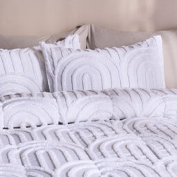 Ohs Tufted Arches Coverless 7.5 Tog Duvet Set Pillowcase Quilted Cover, White - Double - thumbnail 4
