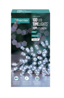 Premier Decorations Limited 100 Battery Operated Led Timelights White Multi-Action - image 1