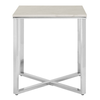 Orsina Allure White Faux Marble Square End Table - image 1