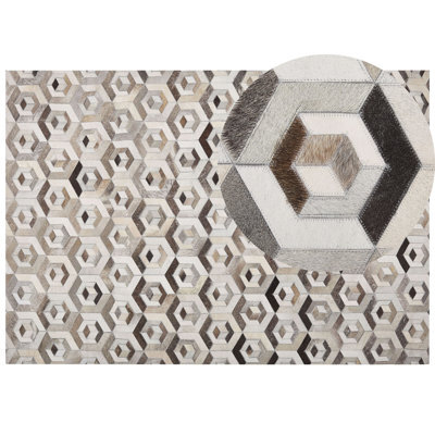 Beliani Rug Tavak Beige 160 X 230 Cm Leather - image 1