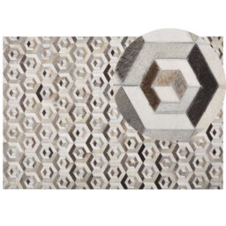 Beliani Rug Tavak Beige 160 X 230 Cm Leather - thumbnail 1