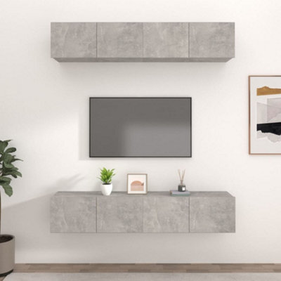 Walplus Tv Cabinets 4 Pcs Concrete Grey 80X30X30 Cm Engineered Wood - image 1