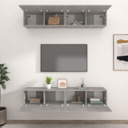 Walplus Tv Cabinets 4 Pcs Concrete Grey 80X30X30 Cm Engineered Wood - thumbnail 3