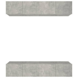 Walplus Tv Cabinets 4 Pcs Concrete Grey 80X30X30 Cm Engineered Wood - thumbnail 2