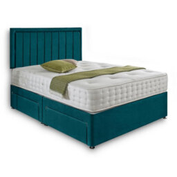 Dining Tables Cairo Matching Headboard Divan Set, 2 Drawer On Same Side With Sprung 1500 Comfort Mattress - Plush Jade - Double - thumbnail 4