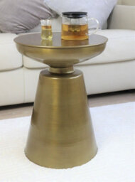 Aspect Furniture Lucida Hand-Crafted Aluminum Side Table/drum Table,brass