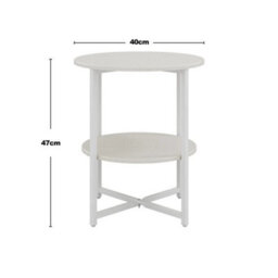 White Small Round Coffee Side Table Sofa End Bedside Table For Living Room Bedroom - thumbnail 2