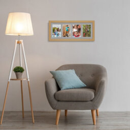 AK Frames 50X20Cm Light Oak Modern Multi Photo Frame With Silver Mount - Holds 4 Apertures (4X) 6X4 Photos - thumbnail 3