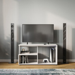 Urbn-Living Urbnliving 80Cm Height White Wooden Side Coffee Table With Storage Shelves Tv Stand