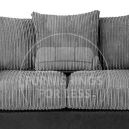 Furnishings For Less UK Luxor Jumbo Cord 3 + 1 + 1 Fabric 3 Piece Sofa Suite - Scatter Back Black And Grey - thumbnail 2