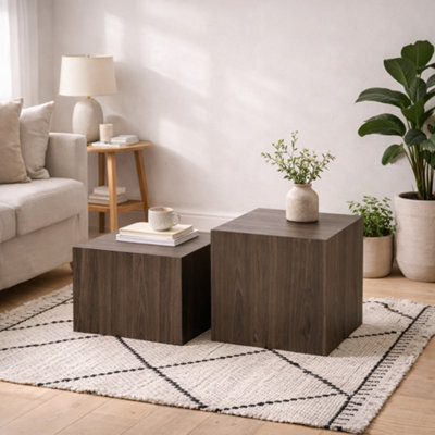 Wyld Haus Munkebo Dark Brown Square Coffee Table Set Of 2 - image 1