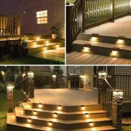 Solar Led Deck Lights Set, Black Finish, Warm White, Waterproof Outdoor Step Lights, Pack Of 8 - thumbnail 5