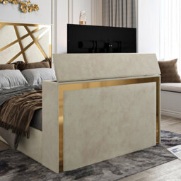 Ashwell Upholstered Soft Velvet Cream Tv Bed Frame - thumbnail 6