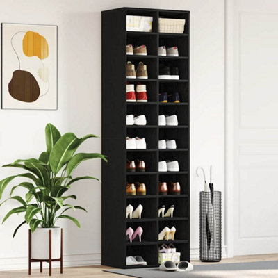 Walplus Shoe Cabinet Black Oak 54X34X183 Cm Engineered Wood - image 1